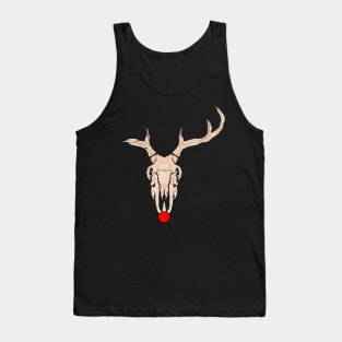 Rudolph Reindeer Skull With Red Nose Christmas Hallowxmas Tank Top